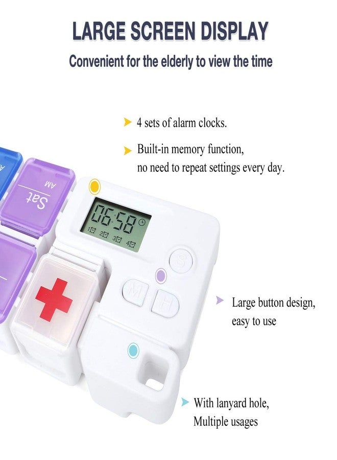 CozyCabin 7-Day Pill Organizer with Medicine Reminder Alarm, Cozycabin Weekly Large Vitamin Box Organizer - AM PM Daily Travel Medication Box(Rainbow) - Image 5
